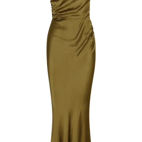 Giorgia Asymmetrical Bias Cowl Midi Dress - Picture 2 of 8